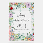 Farbenfrohe Blumengrün Mattierte Hochzeit Willkomm Acrylschild (Vorderseite)