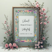 Farbenfrohe Blumengrün Mattierte Hochzeit Willkomm Acrylschild