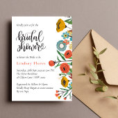 Farbenfrohe Blumengrün Wasserfarben Brautparty Einladung