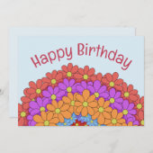 Farbenfrohe Blumengrüße zum Geburtstag Einladung (Vorne/Hinten)