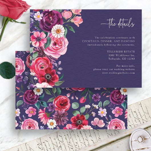 farbenfrohe Blumenhochzeit Begleitkarte