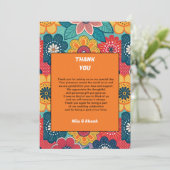 Farbenfrohe Blumenhochzeit dank Karte (Stehend Vorderseite)