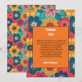 Farbenfrohe Blumenhochzeit dank Karte (Vorne/Hinten)