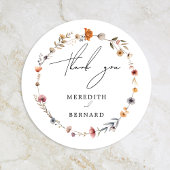 Farbenfrohe Blumenhochzeit Danke Ihnen für Ihre Un Runder Aufkleber