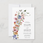 farbenfrohe Blumenhochzeit Einladung (Vorderseite)