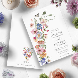 farbenfrohe Blumenhochzeit Einladung