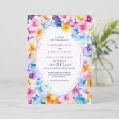 farbenfrohe Blumenhochzeit Einladung (Stehend Vorderseite)