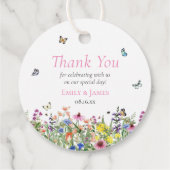 farbenfrohe Blumenhochzeit Geschenkanhänger (Rückseite)