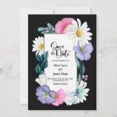 Farbenfrohe Blumenhochzeit retten das Datum Save The Date (Vorderseite)