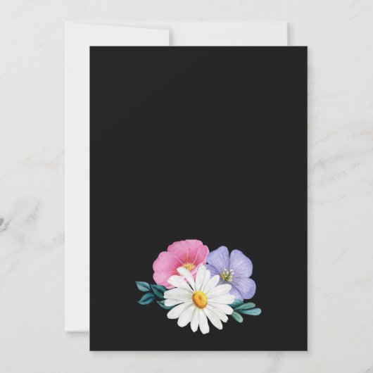 Farbenfrohe Blumenhochzeit retten das Datum Save The Date (Rückseite)