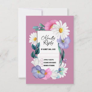 Farbenfrohe Blumenhochzeit RSVP Karte