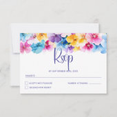 farbenfrohe Blumenhochzeit RSVP Karte (Vorderseite)