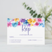 farbenfrohe Blumenhochzeit RSVP Karte (Stehend Vorderseite)