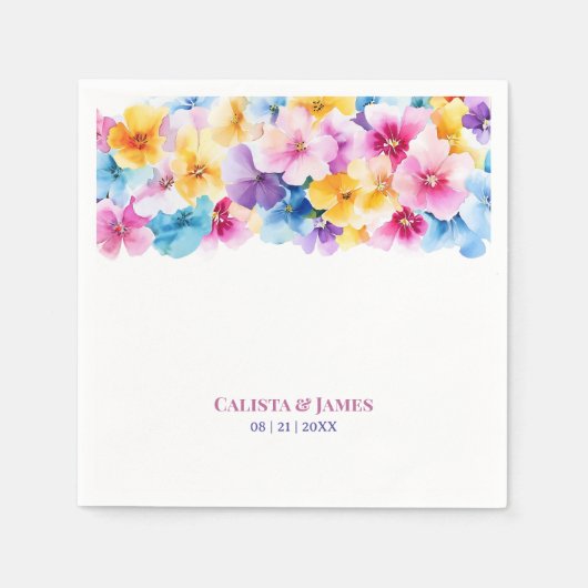 farbenfrohe Blumenhochzeit Serviette (Vorderseite)