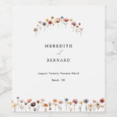 farbenfrohe Blumenhochzeit Weinetikett (Einzelnes Label)