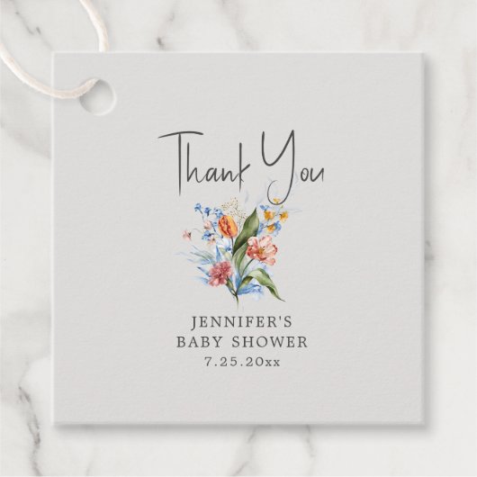 Farbenfrohe Blumenjungen Duschbrause - Begrüßungst Geschenkanhänger (Vorderseite)