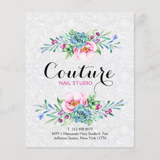 Farbenfrohe Blumenkarte Flyer (Hinten)