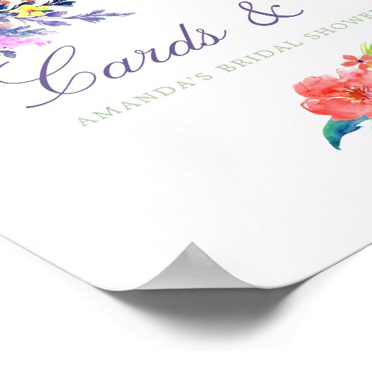 Farbenfrohe Blumenkarten und Geschenke Unterschrif Poster (Ecke)