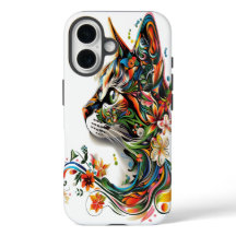Farbenfrohe Blumenkatze Art iPhone Case