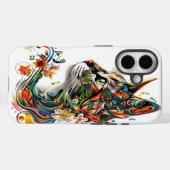 Farbenfrohe Blumenkatze Art iPhone Case (Rückseite (Horizontal))