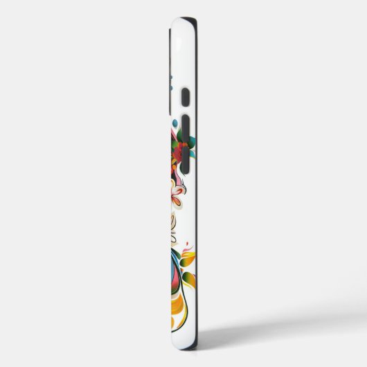 Farbenfrohe Blumenkatze Art iPhone Case (Rückseite / Links)