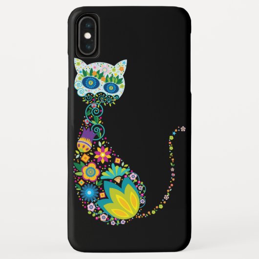 Farbenfrohe Blumenkatze Case-Mate iPhone Hülle (Rückseite)