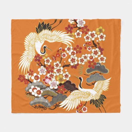 Farbenfrohe Blumenkrane Sakura Muster Fleecedecke (Vorderseite (Horizontal))