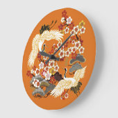 Farbenfrohe Blumenkrane Sakura Muster Große Wanduhr (Winkel)