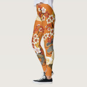 Farbenfrohe Blumenkrane Sakura Muster Leggings (Links)