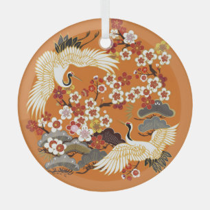 Farbenfrohe Blumenkrane Sakura Muster Ornament Aus Glas