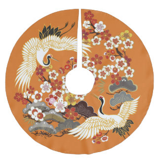 Farbenfrohe Blumenkrane Sakura Muster Polyester Weihnachtsbaumdecke