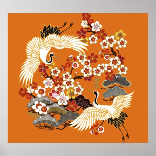 Farbenfrohe Blumenkrane Sakura Muster Poster (Vorne)