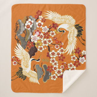 Farbenfrohe Blumenkrane Sakura Muster Sherpadecke