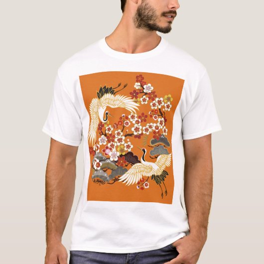 Farbenfrohe Blumenkrane Sakura Muster T-Shirt (Vorderseite)