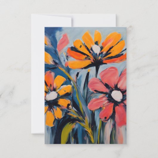 Farbenfrohe Blumenkunst Dankeskarte (Vorderseite)
