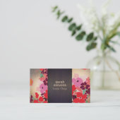 Farbenfrohe Blumenkunst Innenarchitektin Holz Gold Visitenkarte (Stehend Vorderseite)