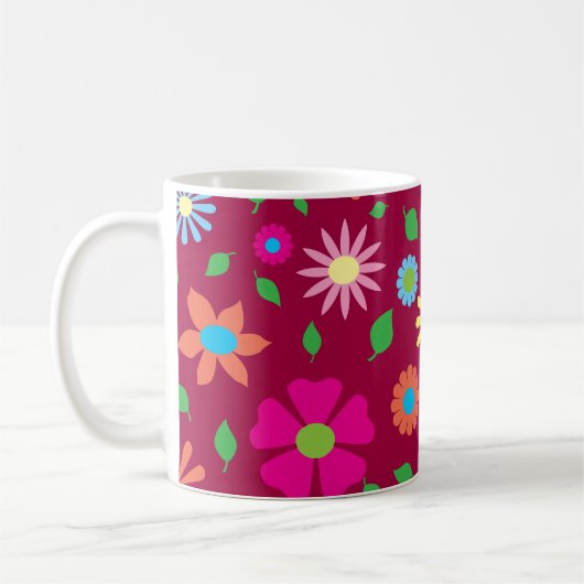 Farbenfrohe Blumenkunst Kaffeetasse (Links)