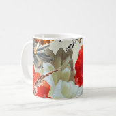 Farbenfrohe Blumenkunst, Vintage Kunst. Kaffeetasse (Vorderseite Links)