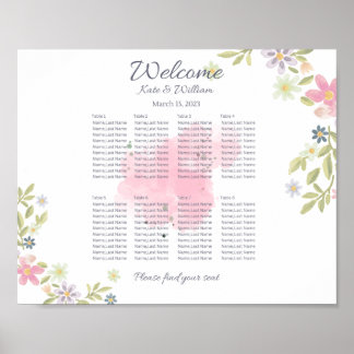 Farbenfrohe Blumenlandschaft Hochzeitssitze mit 8 Poster