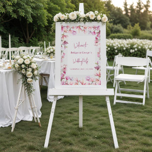 Farbenfrohe Blumenmagnolia Mattierte Hochzeit Will Acrylschild