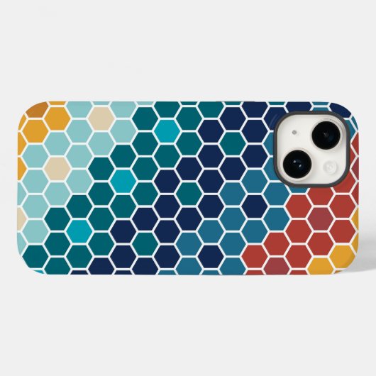 Farbenfrohe Blumenmosaik Hexagon Muster Case-Mate iPhone Hülle (Rückseite (Horizontal))
