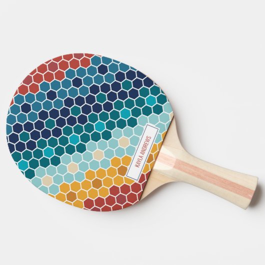 Farbenfrohe Blumenmosaik Hexagon Tischtennis Tischtennis Schläger (Seitenansicht)
