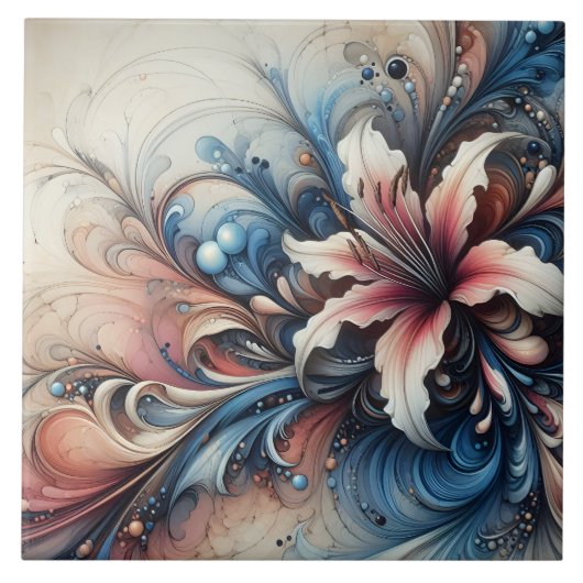 Farbenfrohe Blumenmotive mit wirbelnden Mustern Fliese (Vorderseite)