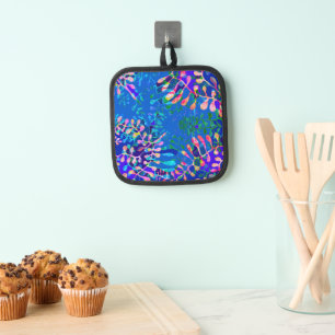 Farbenfrohe Blumenmotive Oven Mitt Topflappen