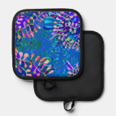 Farbenfrohe Blumenmotive Oven Mitt Topflappen (Vorderseite/Rückseite)