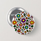 Farbenfrohe Blumenmuster Button (Vorne & Hinten)