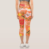 Farbenfrohe Blumenmuster Capri Leggings (Rückseite)