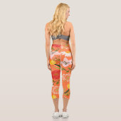 Farbenfrohe Blumenmuster Capri Leggings (Rückseite)