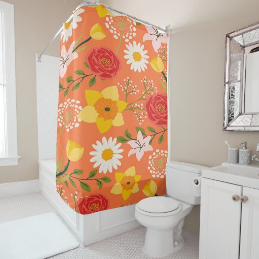 Farbenfrohe Blumenmuster Duschvorhang (Beispiel)