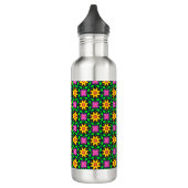 Farbenfrohe Blumenmuster Edelstahlflasche (Links)